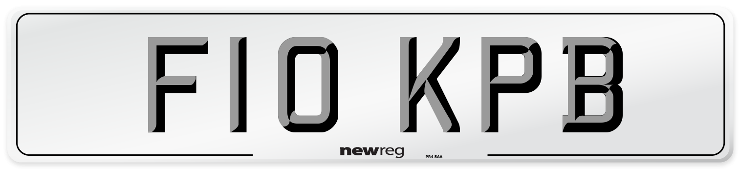 F10 KPB Number Plate from New Reg